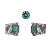 Navajo Sterling Silver Turquoise Watchband/ Button
