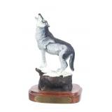 Signed R.F. Rains Bronze Sculpture 'Wolf', 1991