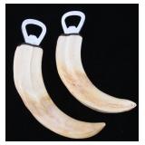 Hand Carved Warthog Tusk Bottle Openers (2)
