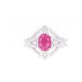 Rare Burmese Ruby GIA Certified Designer Ring
