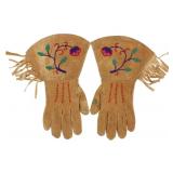 Nez Perce/ Plateau Beaded Hide Riding Gauntlets