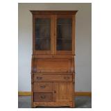 1880 Eastlake Victorian Cylinder Roll Top Hutch