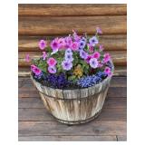 Wooden Large Flower Pot with Flowers