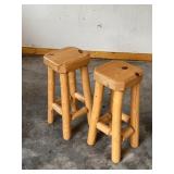 Rustic Hardwood Peeled Aspen Log Bar Stools