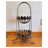 Vintage Two Tier Metal Stand Made From Spoons