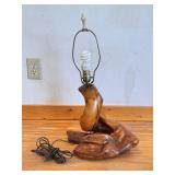 Mid Century Modern Burl Wooden Lamp