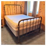 Antique Brass Queen Bed Frame and Bed