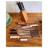 Vintage & Modern Wood Handled Kitchen Knives