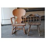 Antique Fiddle-Back Rocker & Captain's Chair