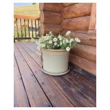 Stoneware Flower Pots with Flowers (2x)