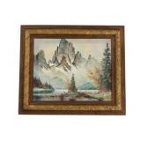"Timberline Lake" Lithograph by Wilmer c. 1950-70s