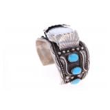 Navajo HEAVY Sterling Silver Turquoise Watchband
