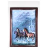 COMISSIONED Dae Cho "Horses in Waterfall" Painting