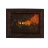 "Forest Fire" Oil on Board by RK II c. 1950