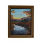 Original Paul Joseph Lucas "Sunset on the Hudson"