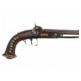 19th-C Cherokee Tacked USIS Stamped Dueling Pistol