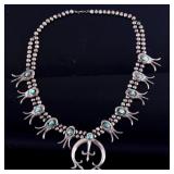 Navajo Morenci Turquoise Squash Sand Cast Necklace