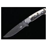 Montana Mountain Scrimshaw Damascus Knife Bozeman