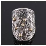 Signed Navajo Sterling Silver & 14k Gold Ring
