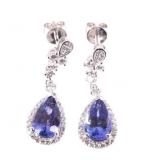 Art Deco Tanzanite & Diamond Platinum Earrings