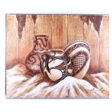 Signed Original American Indian Pottery Painting