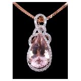 RARE Morganite & Diamond 14K Rose Gold Necklace