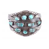 Navajo Silver & Turquoise Old Pawn Bracelet