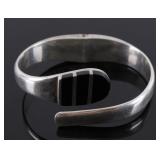 Signed TN-52 Mexico Sterling Silver & Jet Bracelet