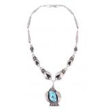 Navajo Sterling Silver Kingman Turquoise Necklace