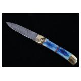 German Damascus Lever Lock Switchblade Knife