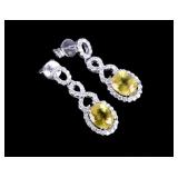 Luxury Yellow Sapphire & Diamond Platinum Earrings