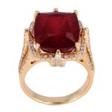 Classic 14.61 ct. Ruby & Diamond 14K Ring