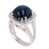 14k Gold Star Sapphire & Diamond Ring