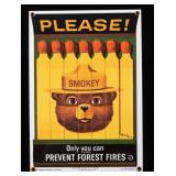 Smokey Bear U.S. Forest Service Porcelain Sign