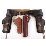 Hand Made Double Gun ammo Belt & Pistol Holsters