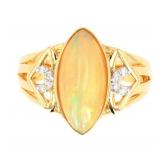 Rare Ethiopian Opal & Diamond 14K Gold Ring