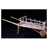 Primitive Wooden Hand Made Wheelbarrow
