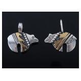 T Singer Navajo Sterling & Gold Bear Pendants