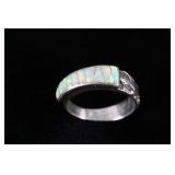 Navajo Sterling Silver Signed Opal Lizard Ring
