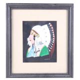 Original Carl Sweezy Gouache Painted Indian