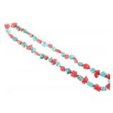 Navajo Turquoise Nugget & Branch Coral Necklace