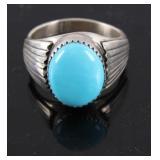 Navajo Fox Turquoise Sterling Silver Ring