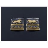 T. Singer Navajo Sterling & Gold Horse Earrings