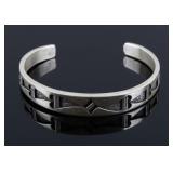 Teme Navajo Signed Sterling Heart Bracelet