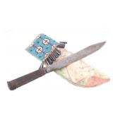 Sioux Parfleche Beaded Sheath & 19th C Trade Knife