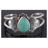 Navajo Cripple Creek Turquoise Silver Bracelet