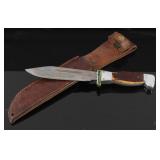 Japanese Trench Knife with Leather Sheath