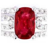 Natural Untreated Ruby & Diamond Platinum Ring