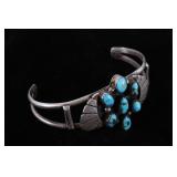 Navajo P. Smith Sterling Silver Turquoise Bracelet
