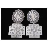 Navajo Sterling Silver Two Piece Signed Earrings